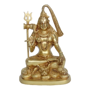 Maha Dev Brass Statue in Yellow Finish