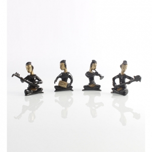 Set of Four Musicians Brass Statue 