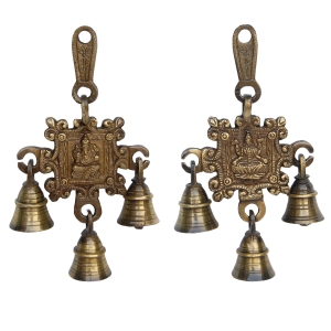 Laxmi Gnesha Carving Brass Bell Pair