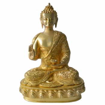 Buddha Statue Hand Carved Brass Metal Showpiece