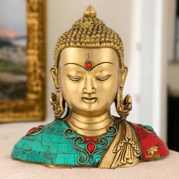 Lord Siddhartha Buddha Brass Statue Bust 