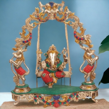 Ganesh Jhula brass Statue decorative work - unique gift showpiece