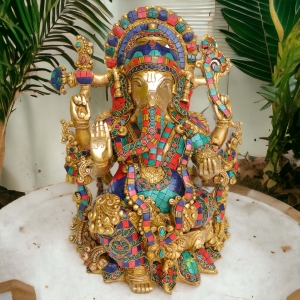 Lord Ganesha Hand Carved Decorative Brass Statue