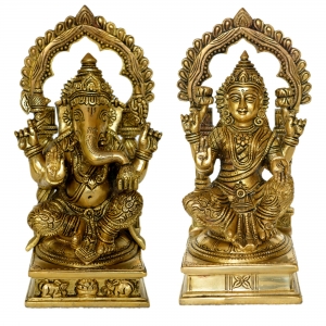 Laxmi Ganesha pair made hand carved antique statue