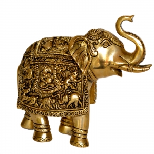 Home decor brass made hand carved decorative elephant figure