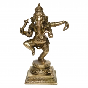 Lord Ganesha Dancing position brass made office/home decor beautiful statue