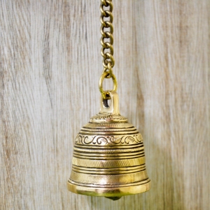 Aakrati Vintage Matte Wall Hanging Bell With Brass Chain and Hook For Gates , Home, office and temple