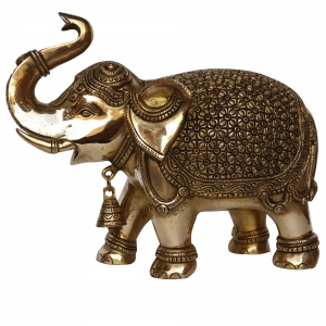 Aakrati Brass statue for home decor unique metal elephant