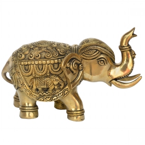 Statue of Elephant in brass metal with antique finish