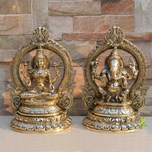 Lakshmi Ganesh Brass Murti for temple worship gift and decor