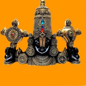 Tirupathi Balaji Brass 38cm Venkateshwara statue/wall Hanging Decor , Shank Chakra wall Hanging , Brass balaji Face wall Hanging , Vishnu