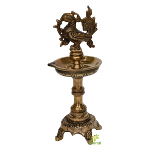 Aakrati Annapakshi Nilavilakku Handmade Brass lamp - Diya for Pooja | Brass Diya Stand | Oil Lamp | Home Temple Decor | Festive Gift