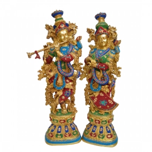Brass Radha Krishna Showpiece, Radha Krishna Statue for Corner Table, Symbol Of Love, Indian Home Decor, Decorative Figurines