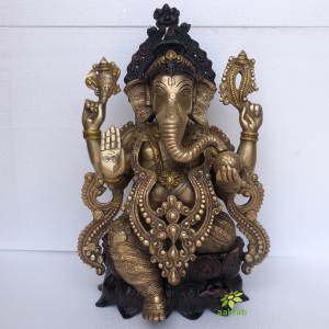Ganesha Statue- 21 inch Ganesh statue in Brass, Ganesh Figurine, Ganesha for new Beginning,Home, Decor, Temple, Corner, Entrance, Gifts.