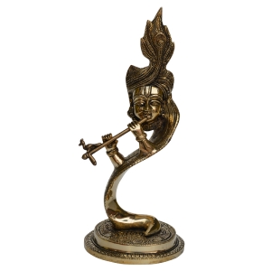 New table top Modern Design Flute Krishna-Turban Face, Brass Krishna, Metal Lord Krishna Idol, Sculpture Krishan, Gift