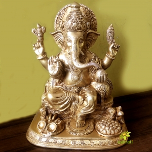 Sitting Hindu lord Ganesh, best festive gift metal craft statue figure sculptuer for Religious temple