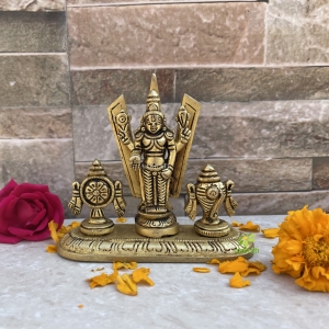 Tirupati Balaji with Shank Chakra, 3.5 inch Height, Venkateshwara Idol, Lord Vishnu Idol for Temple, Home