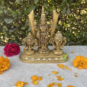 Tirupati Balaji with Shank Chakra, 5 inch Height, Venkateshwara Idol, Lord Vishnu Idol for Temple, Home