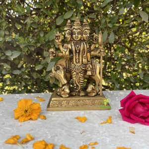 Dattatreya Bhagwaan, Lord Dattatreya Brass Idol 3 inch, Bronze Datta Guru Sculpture, Brass Murti Guru Dattatray for home Decor