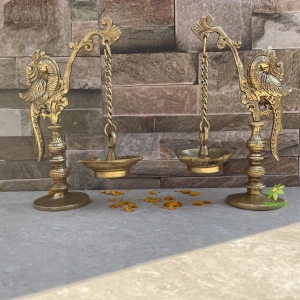 Peacock Diya Stand,Brass Appam Deepam,Brass Deepak for Temple Mandir Pooja Items, Diwali Deepawali Puja Decor, Gifts