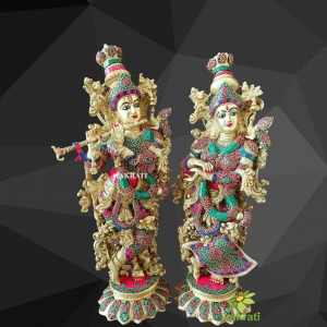 Radha Krishna Statue - 66 cm Big Large Size Radha Madhav Figure - Goddess Radha Lord Krishna - Hindu Divine Love Couple Gopal Figurine