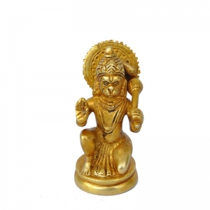 Lord Hanuman sitting brass metal religious statue