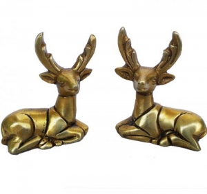 Brass Deer Pair Animal Statue Home Decor Office Table Desk Use Gift-Item